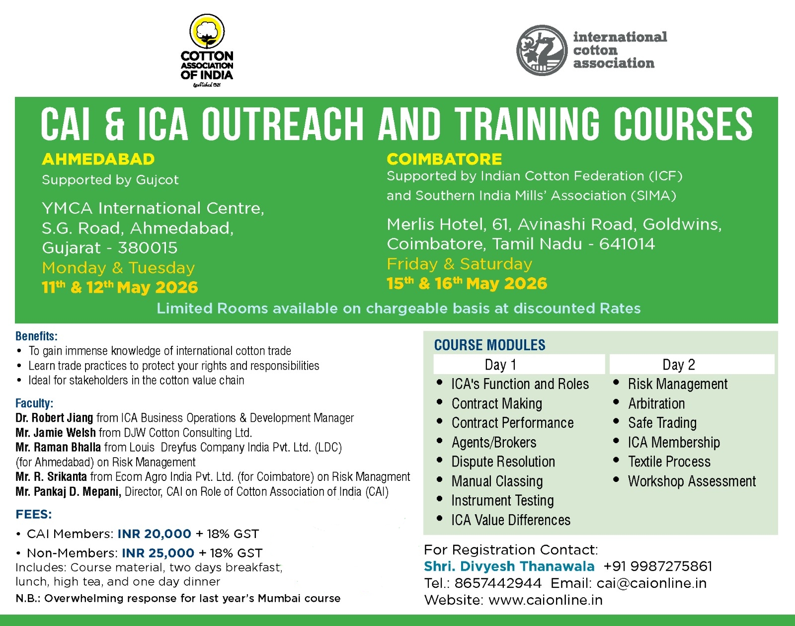 CAI & ICA OUTREACH AND TRAINING COURSES